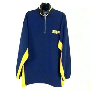Vintage Southpole SPG Dark Blue/Yellow Ribbed 3/4 Zip Ling Sleeve Jacket Size L